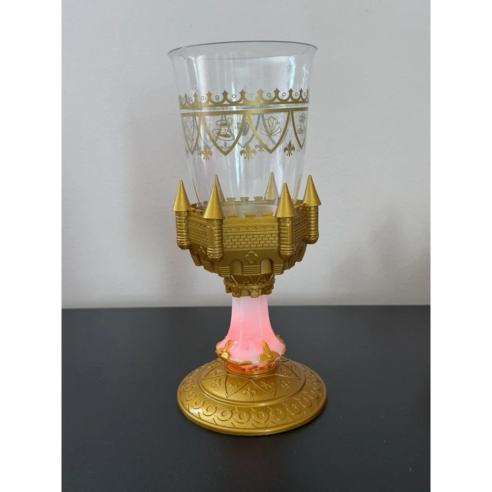 Disney Parks Be Our Guest Light Up Goblets Beauty Beast Cup Gold Castle Souvenir